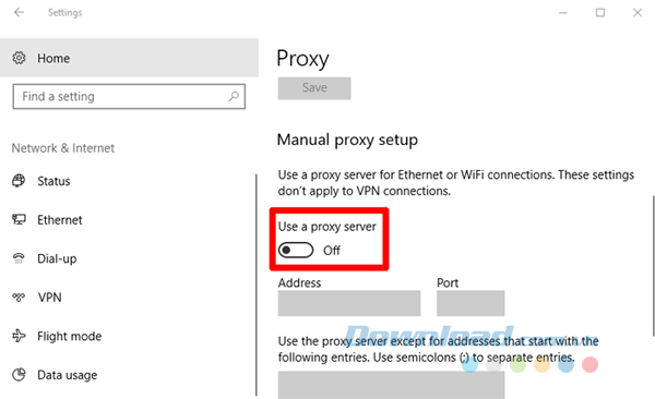 Tắt máy chủ Proxy