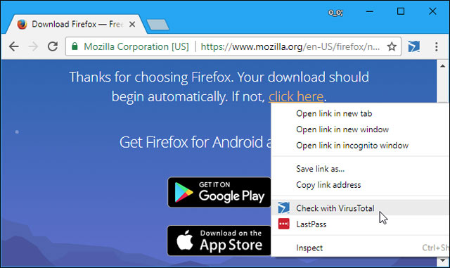 Tích hợp VirusTotal vào trình duyệt