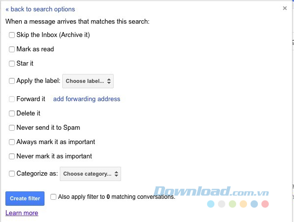 Nhấn Create Filter