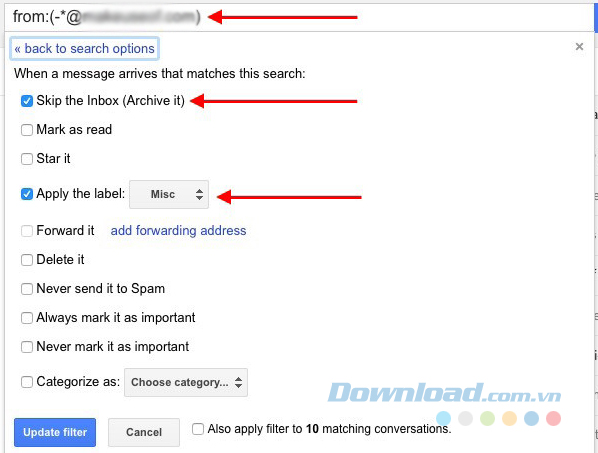 Để chuyển email vào một folder cụ thể