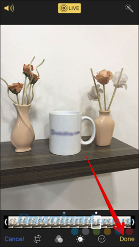 Chạm vào Done để xác nhận thay đổi