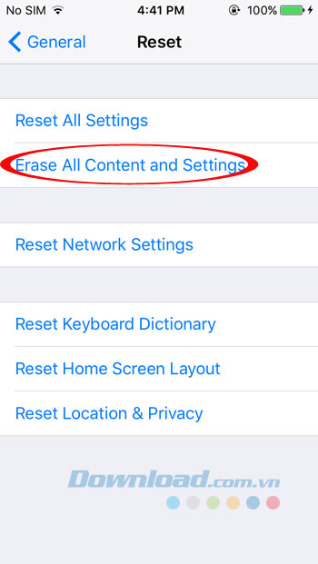 Xóa tất cả nội dung