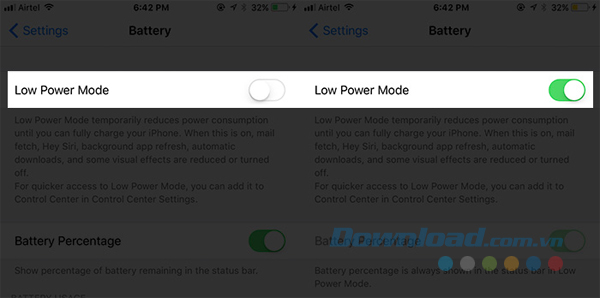 Bật Low Power Mode