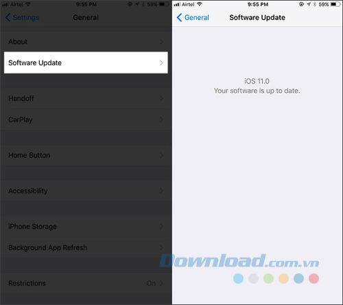 Cập nhật hệ điều hành mới nhất