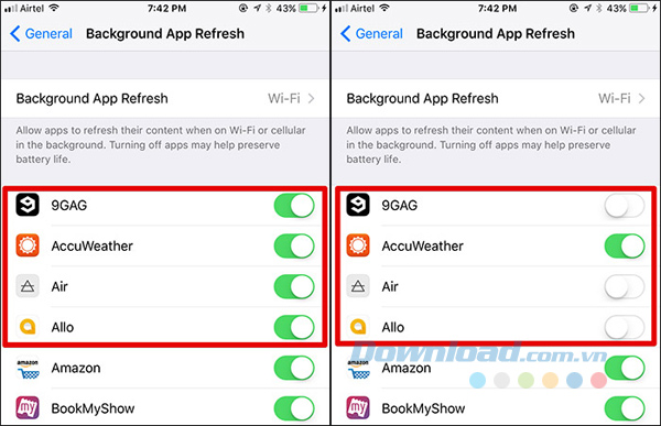 Kiểm soát ứng dụng làm mới nền