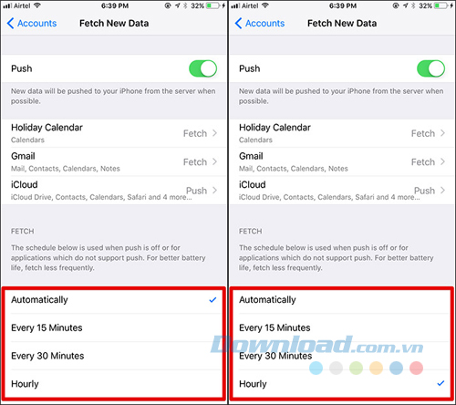 Tắt Auto-Fetching dữ liệu mới