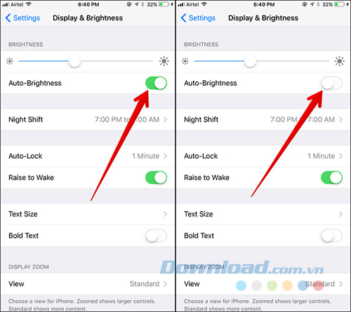 Tắt tự động điều chỉnh độ sáng