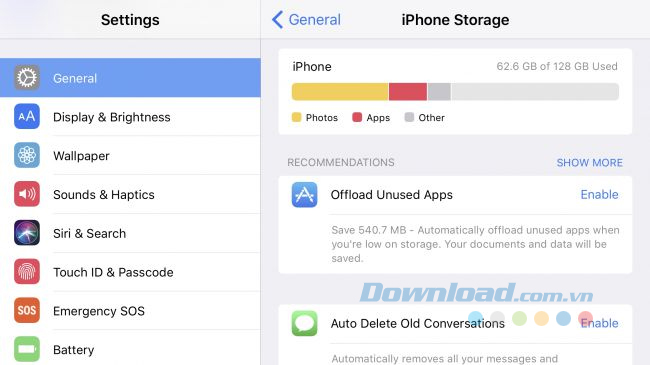 Có thêm nhiều không gian lưu trữ