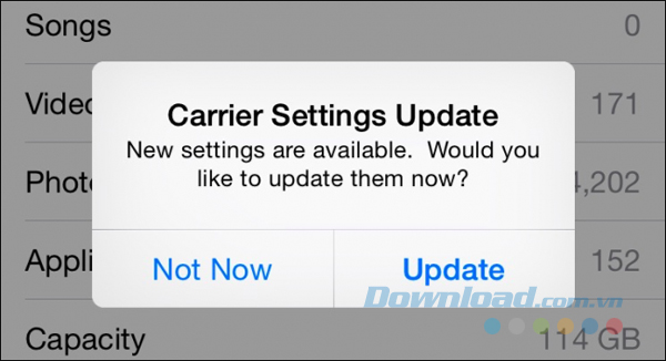 Kiểm tra cập nhật cài đặt nhà cung cấp dịch vụ