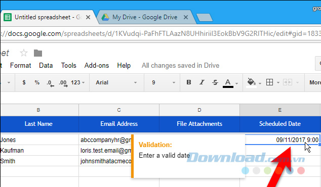 Lên lịch thời gian và ngày gửi email