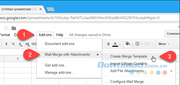 Vào Create Merge Template