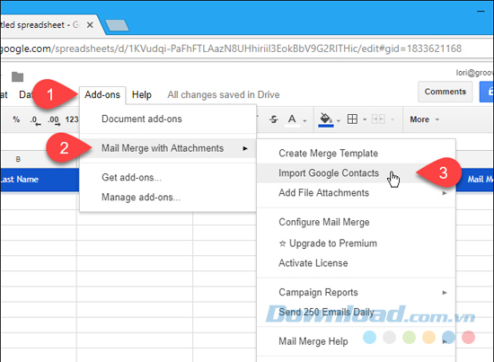 Nhập các địa chỉ liên lạc