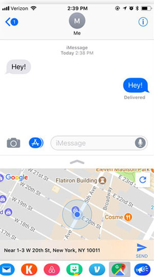 Gửi vị trí qua iMessage