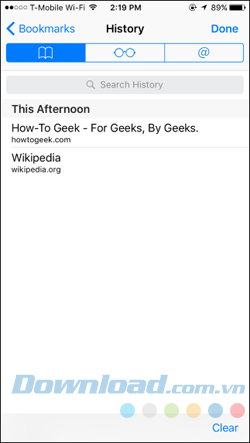 lịch sử trình duyệt Safari