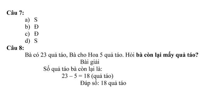 Bộ đề thi học kì 1 môn Toán lớp 2