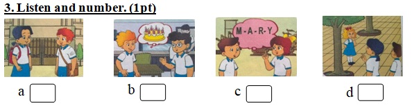 Đề thi học kì 1 môn tiếng Anh lớp 3