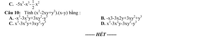 đề kiểm tra 15 phút môn Đại số lớp 8