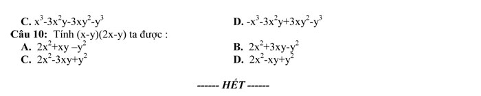 đề kiểm tra 15 phút môn Đại số lớp 8