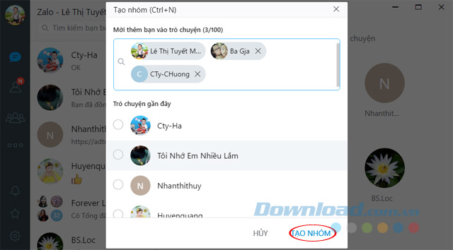 Tạo nhóm chat