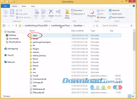 Tiếp tục đến thư mục Apps