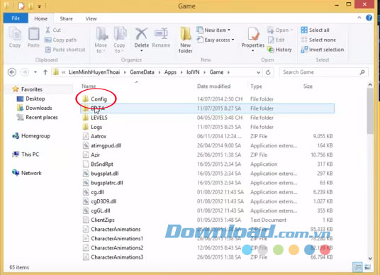Tiếp tục đến thư mục Config