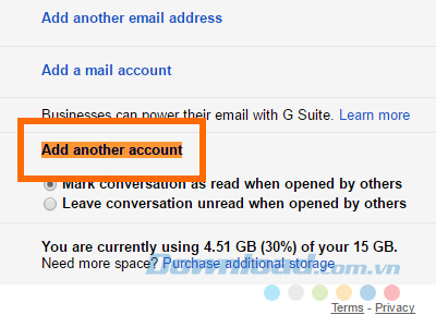 Nhấp chuột vào Add another account