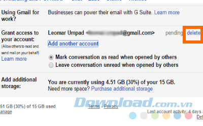 Xóa bỏ ủy quyền truy cập tài khoản Gmail
