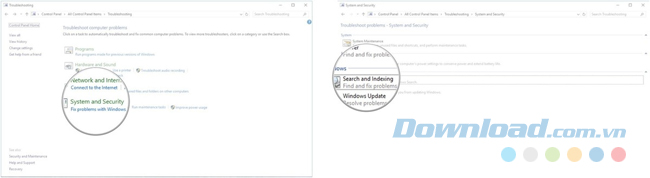 Click chuột phải vào Search and Indexing
