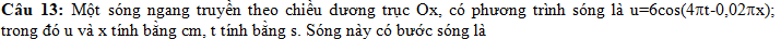 Đề kiểm tra 1 tiết môn Vật lí lớp 12