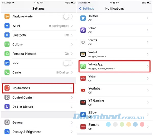 Vào ứng dụng Settings