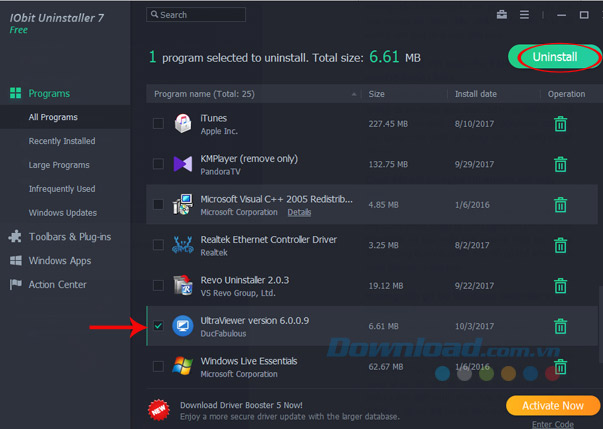 Mở iObit Uninstaller lên