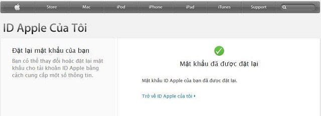 Lấy lại được mật khẩu ID Apple