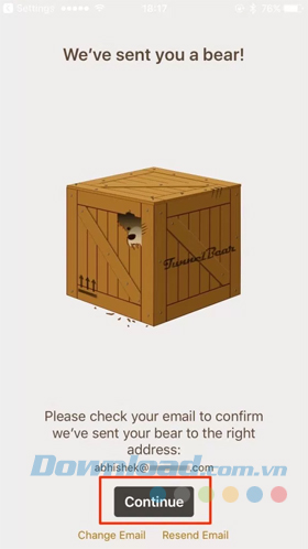 Nhấp vào Continue