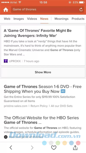 DuckDuckGo Search Engine cho iOS