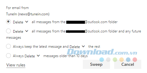 Click vào Sweep một lần nữa