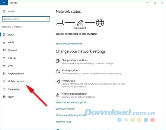 Click vào Mobile hotspot