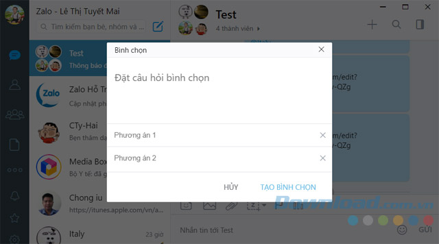Đặt câu hỏi bình chọn