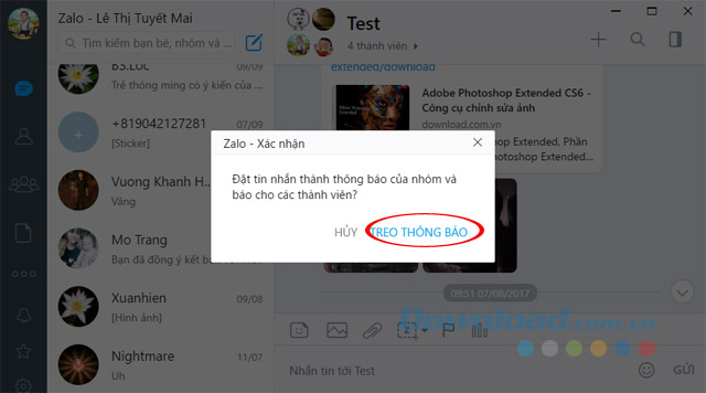 Xác nhận treo tin nhắn