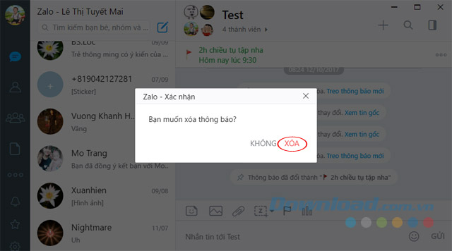 Xác nhận xóa thông báo