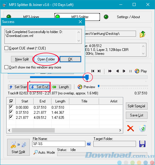 Chọn thư mục mở