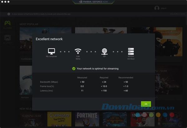Yêu cầu kết nối Internet phải tốt