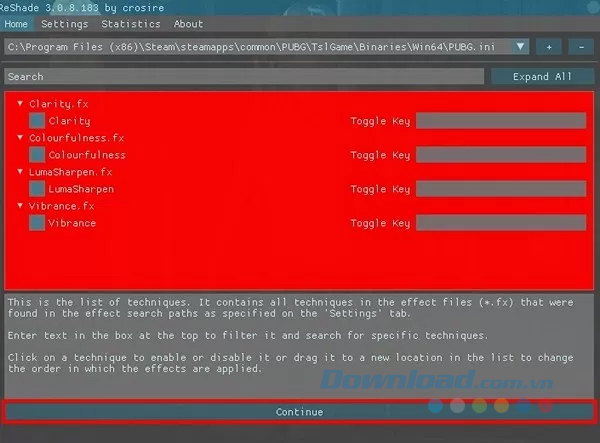 Kích hoạt bốn hiệu ứng đã chọn