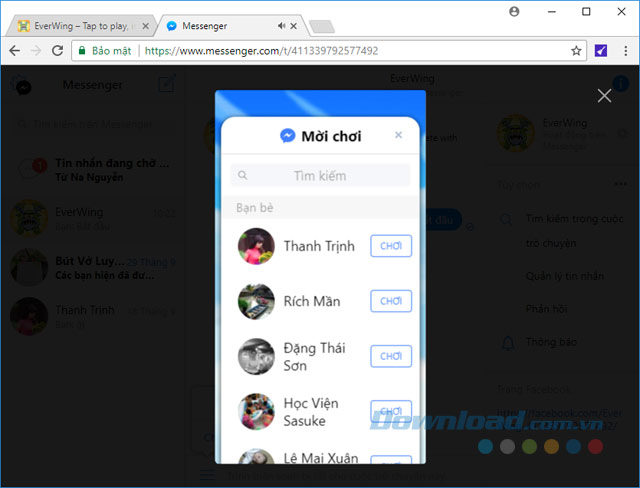 Mời bạn bè chơi game EverWing