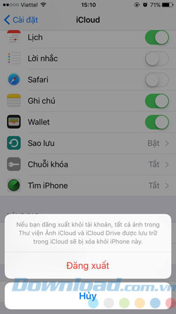 Đăng xuất iCloud