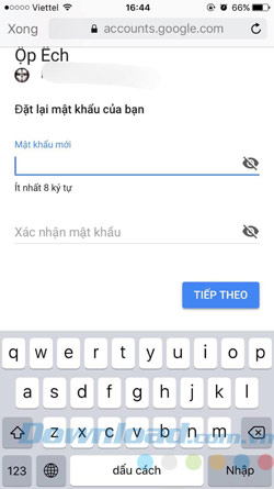 Điền mật khẩu mới