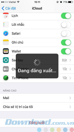 Đăng xuất iCloud