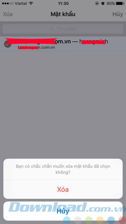 Xóa mật khẩu đã lưu