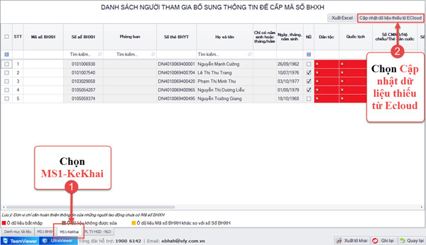 Kê khai thông tin còn thiếu