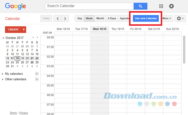 Nút Use new calendar