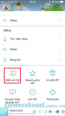Giao diện NhacCuaTui